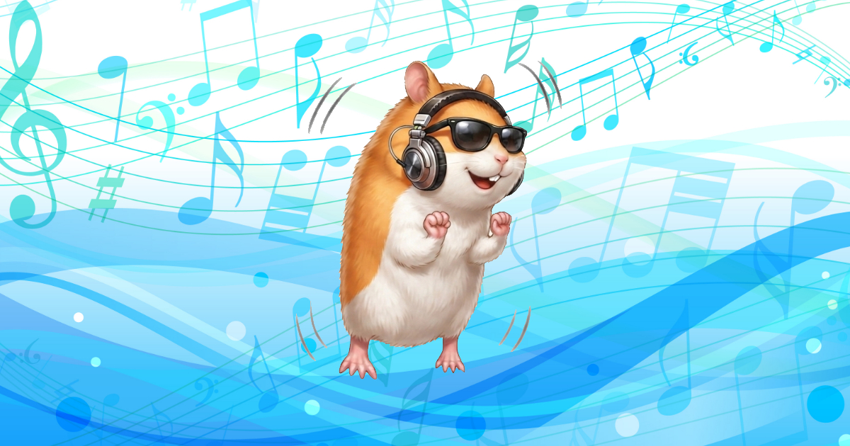 音楽を聴くハムスター